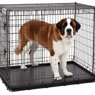 54 Inch XXL Heavy-Duty Folding Wire Dog Crate Kennel Cage for Giant Breed Dogs, 37 x 54 x 45 in, Double Door, Divider, Leak-Resistant Pan, Folds Flat, One-Person Setup