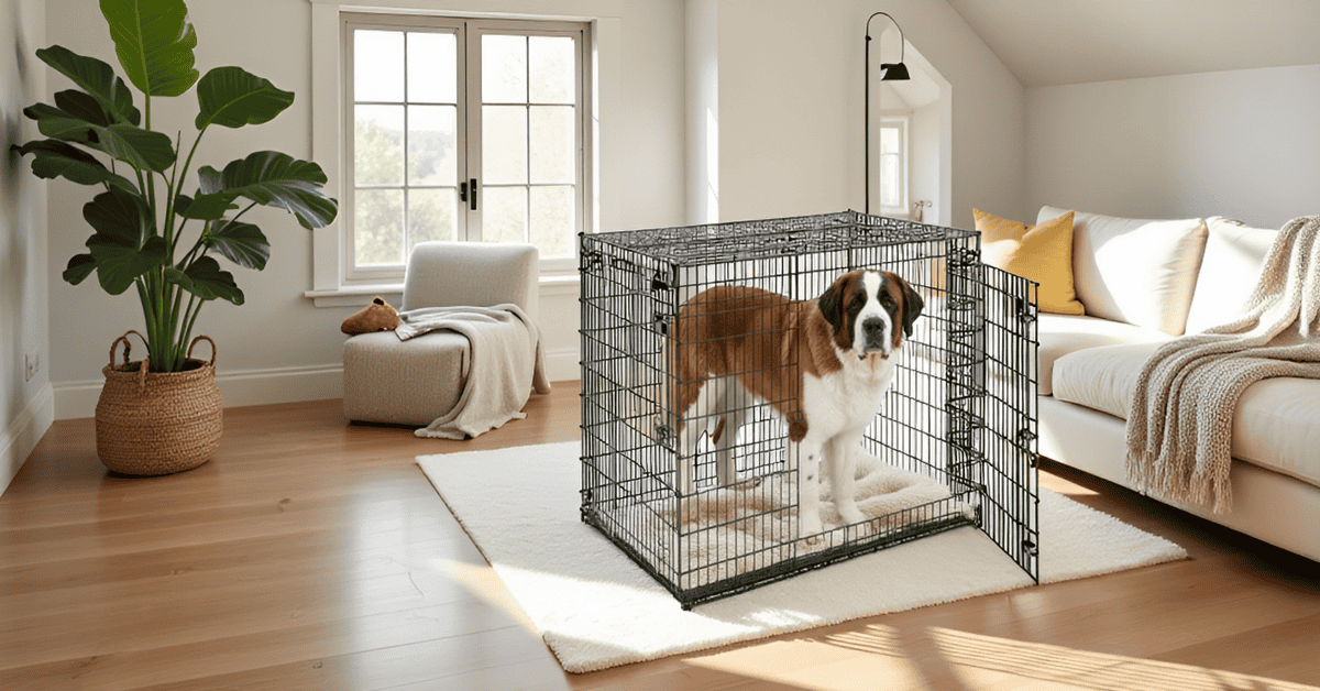 54 inch XXL wire dog crate with removable pan. One Person Setup.