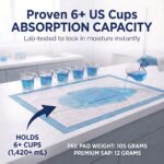 30x36 dog pad absorbing 6 cups of liquid in absorbency test